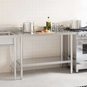Kitchen Work Table with Backsplash 120x60x93 cm Stainless Steel