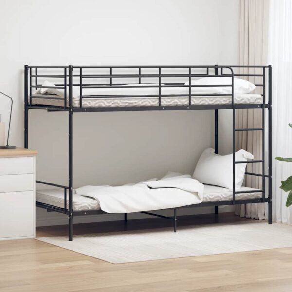 Bunk Bed without Mattress Black Metal 90x200cm