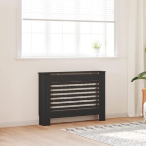 Radiator Cover Black 112x19x81.5 cm MDF