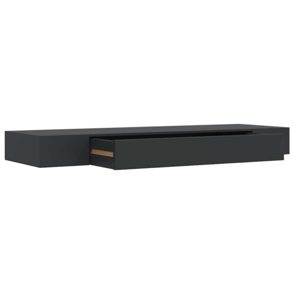 Floating Wall Shelf with Drawer Black 80x25x8 cm