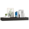 Floating Wall Shelf with Drawer Black 80x25x8 cm