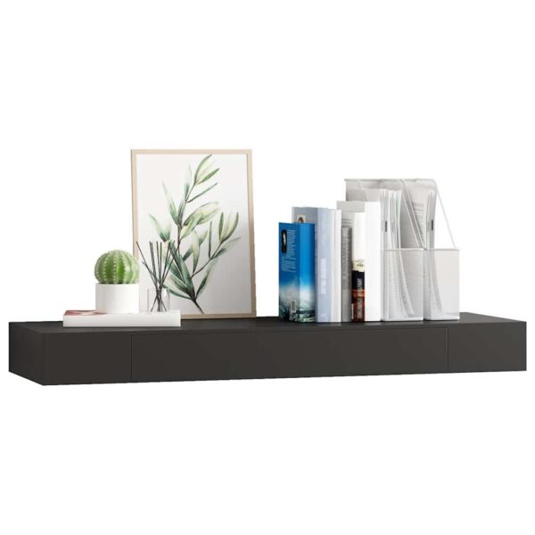 Floating Wall Shelf with Drawer Black 80x25x8 cm