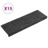 Stair Mats Self-adhesive 15 pcs 65x21x4 cm Grey Rectangular Edge