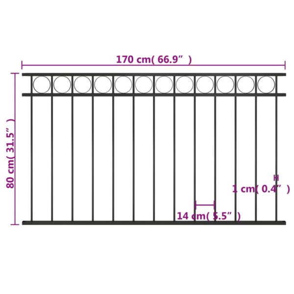 Fence Panel Steel 1.7x0.8 m Black