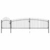 Garden Fence Gate with Spear Top 5x1.5 m Black