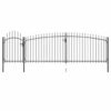 Garden Fence Gate with Spear Top 5x2 m Black