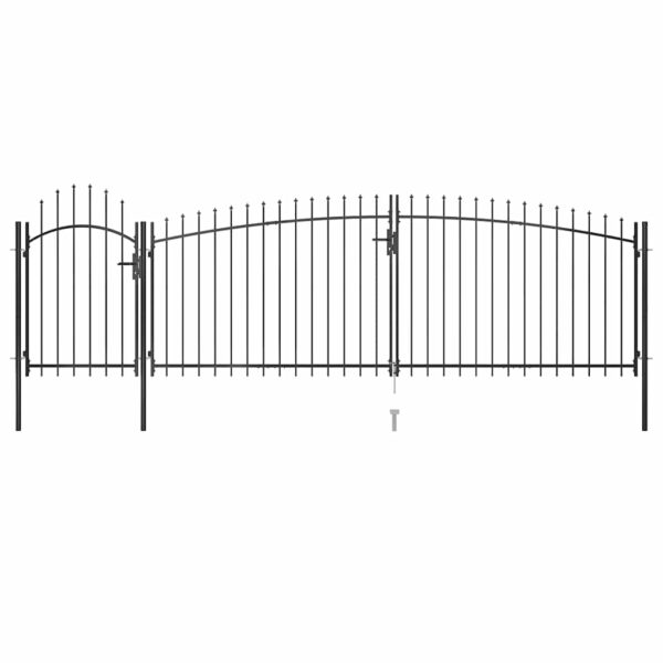 Garden Fence Gate with Spear Top 5x2 m Black