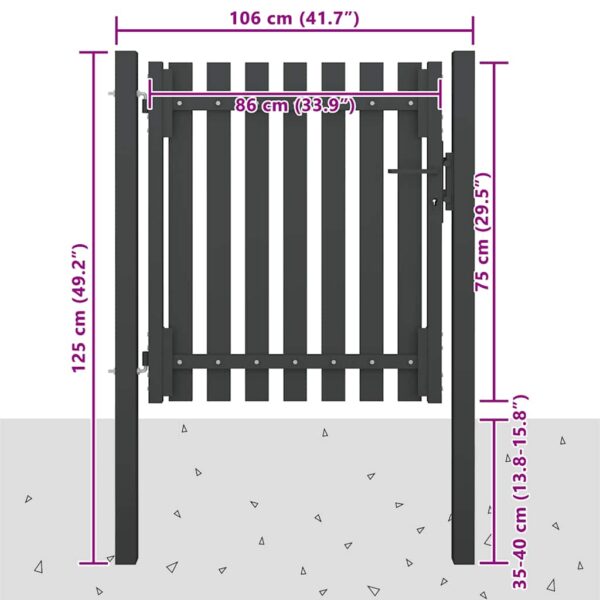 Garden Fence Gate Steel 100x75 cm Anthracite