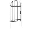 Fence Gate with Arched Top Steel 100x250 cm Black