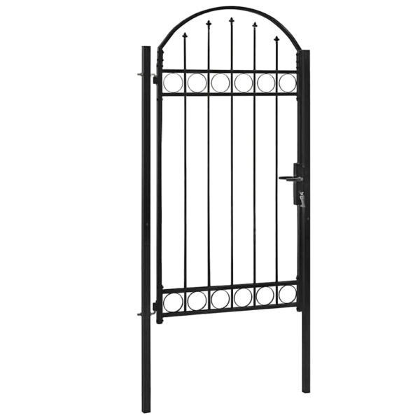 Fence Gate with Arched Top Steel 100x250 cm Black