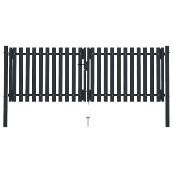Double Door Fence Gate Steel 300x125 cm Anthracite