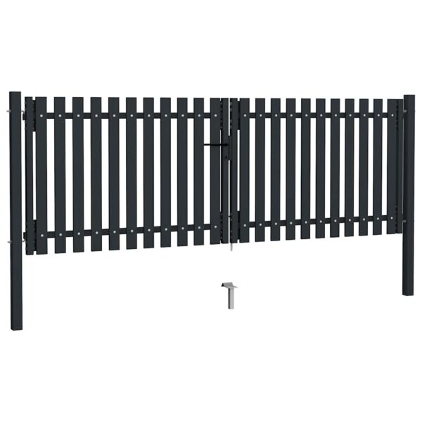 Double Door Fence Gate Steel 300x125 cm Anthracite