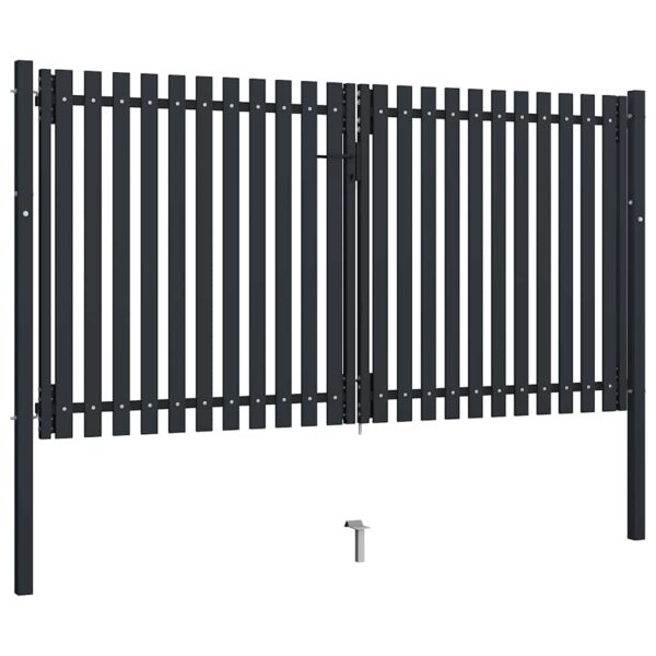 Double Door Fence Gate Steel 300x175 cm Anthracite