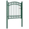 Fence Gate with Arched Top Steel 100x100 cm Green