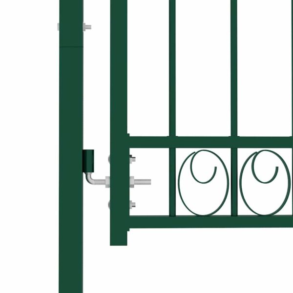 Fence Gate with Arched Top Steel 100x125 cm Green