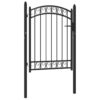 Fence Gate with Arched Top Steel 100x125 cm Black