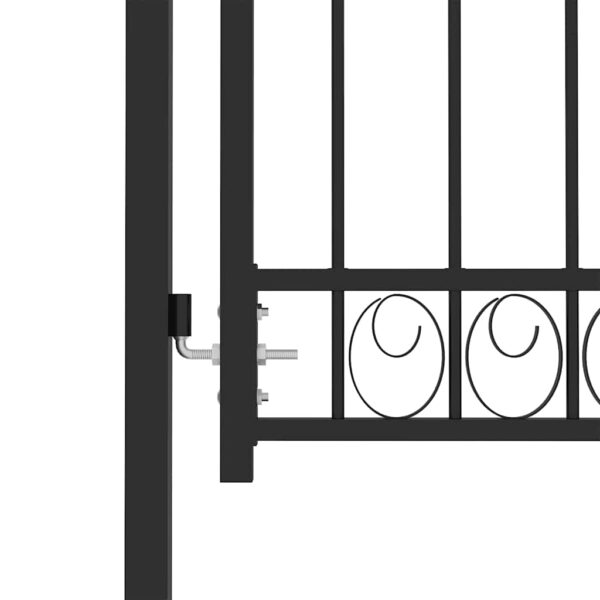 Fence Gate with Arched Top Steel 100x125 cm Black