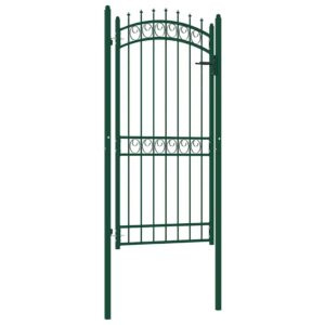 Fence Gate with Spikes Steel 100x200 cm Green