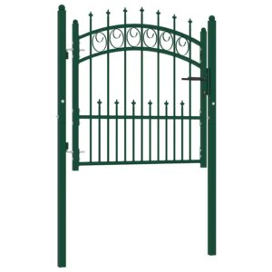 Fence Gate with Spikes Steel 100x100 cm Green