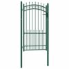 Fence Gate with Spikes Steel 100x175 cm Green