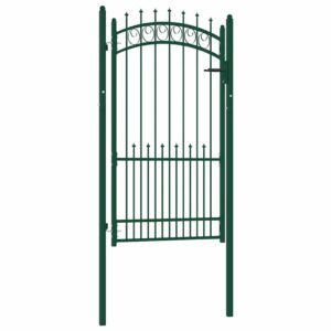 Fence Gate with Spikes Steel 100x175 cm Green