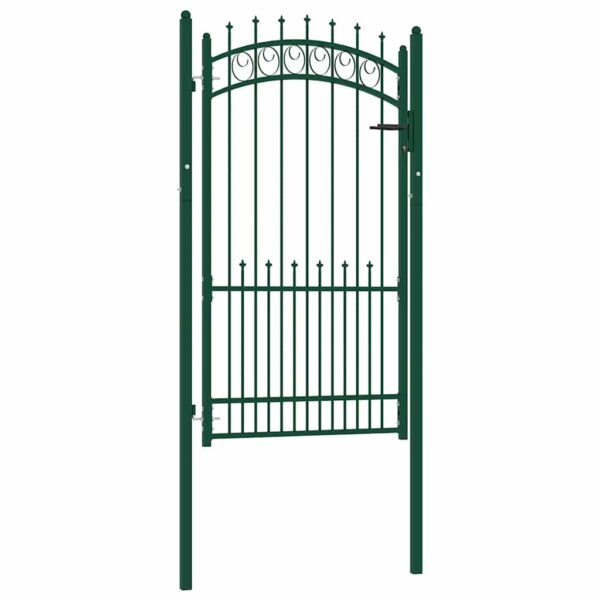 Fence Gate with Spikes Steel 100x175 cm Green