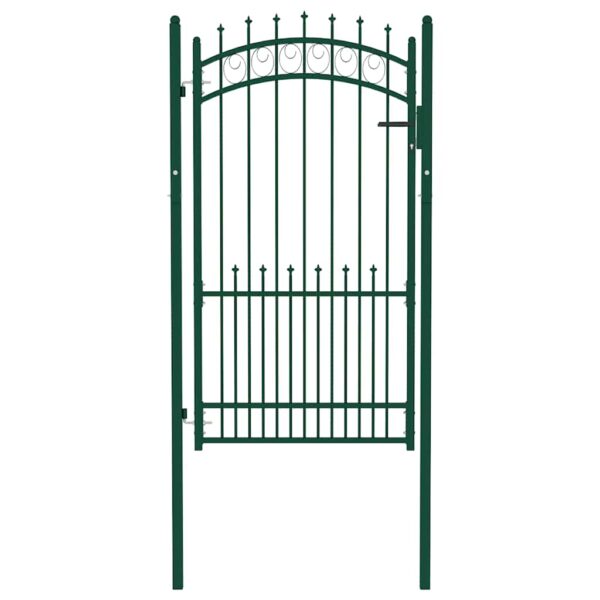 Fence Gate with Spikes Steel 100x175 cm Green