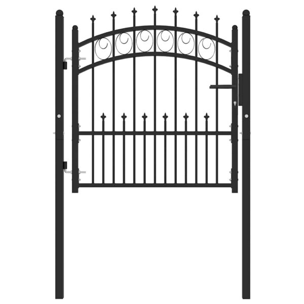 8719883886121_g_en_hd_1.jpg Fence Gate with Spikes Steel 100x100 cm Black
