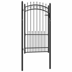 Fence Gate with Spikes Steel 100x175 cm Black