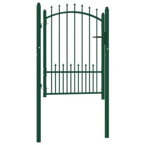 Fence Gate with Spikes Steel 100x125 cm Green