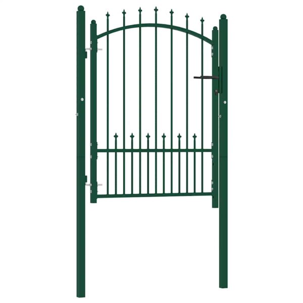 Fence Gate with Spikes Steel 100x125 cm Green