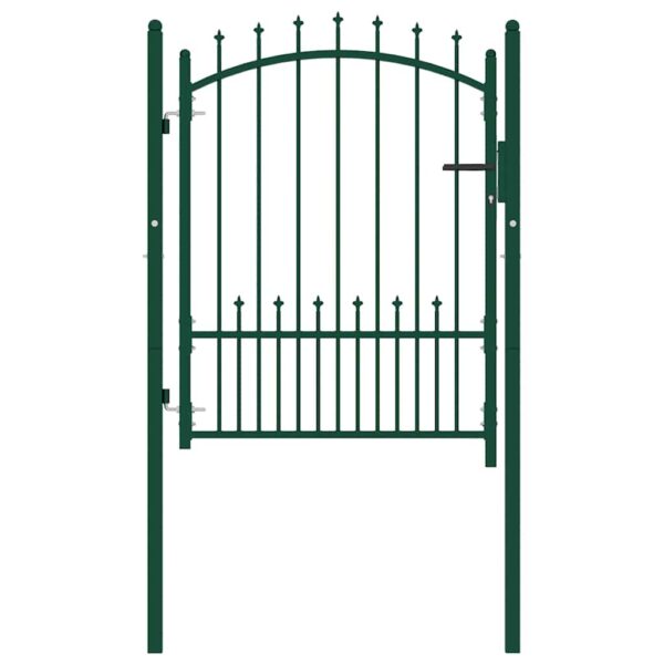 Fence Gate with Spikes Steel 100x125 cm Green