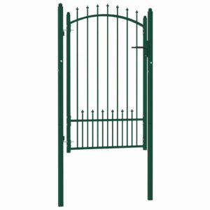 Fence Gate with Spikes Steel 100x150 cm Green