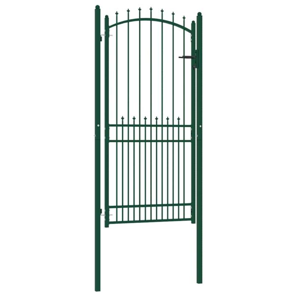 Fence Gate with Spikes Steel 100x200 cm Green