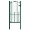 Fence Gate with Spikes Steel 100x200 cm Green