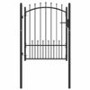 Fence Gate with Spikes Black 100 x 125 cm Powder-coated steel