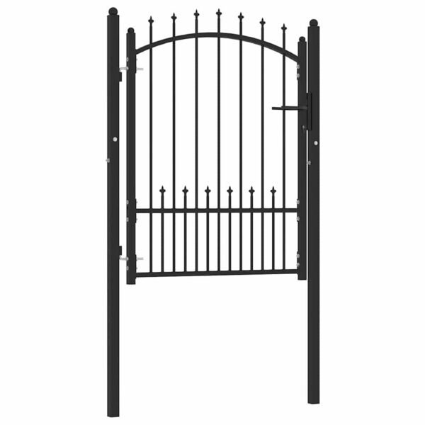 Fence Gate with Spikes Black 100 x 125 cm Powder-coated steel