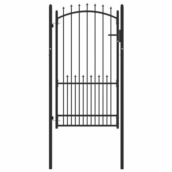 Fence Gate with Spikes Black 100 x 175 cm Powder-coated steel