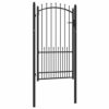 Fence Gate with Spikes Black 100 x 175 cm Powder-coated steel