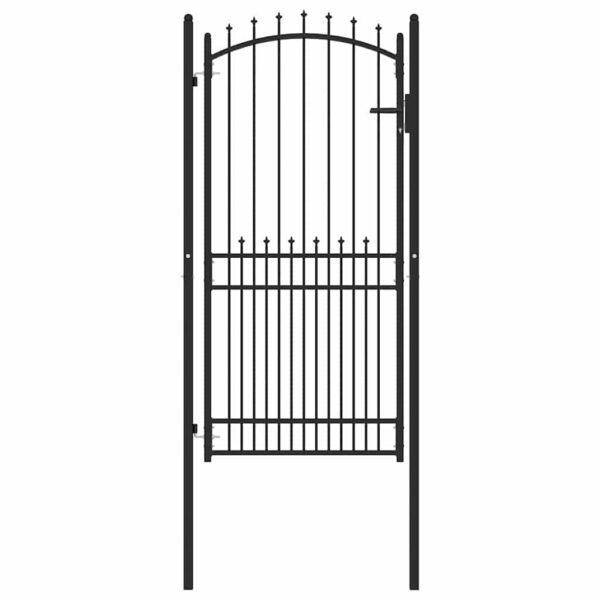 Fence Gate with Spikes Black 100 x 200 cm Powder-coated steel