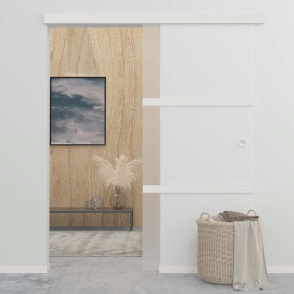 Sliding Door ESG Glass and Aluminium 90x212 cm Silver