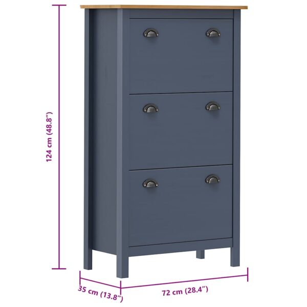 Shoe Cabinet Hill Grey 72x35x124 cm Solid Pine Wood