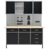 Workbench with Four Wall Panels and Two Cabinets