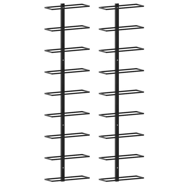 Wall-mounted Wine Racks for 18 Bottles 2 pcs Black Iron