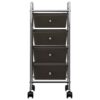 4-Drawer Mobile Storage Trolley Black Plastic
