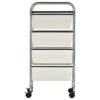 4-Drawer Mobile Storage Trolley White Plastic