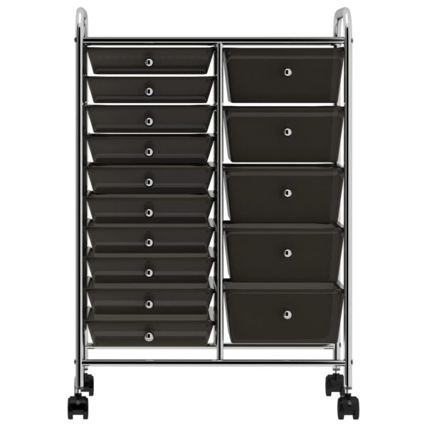 XXL 15-Drawer Mobile Storage Trolley Black Plastic