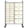 XXL 15-Drawer Mobile Storage Trolley White Plastic