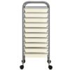 XXL 15-Drawer Mobile Storage Trolley White Plastic