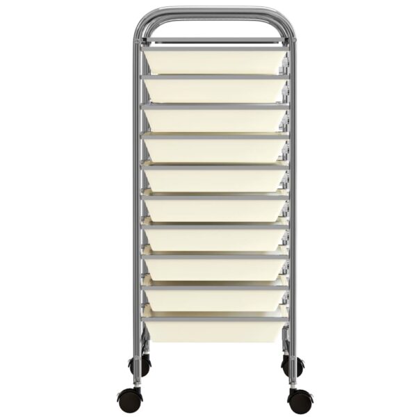 XXL 15-Drawer Mobile Storage Trolley White Plastic